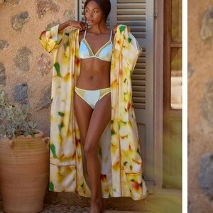 Anthropologie LyreBird Satin Maxi Robe xs/s